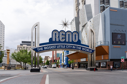The Reno Arch in Reno, Nevada, USA, June 5, 2023.
Reno is a city in the northwest section of the U.S. state of Nevada.