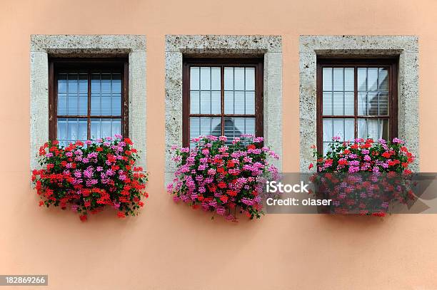 Típica Áustria Windows - Fotografias de stock e mais imagens de Engradado - Engradado, Gerânio, Aldeia