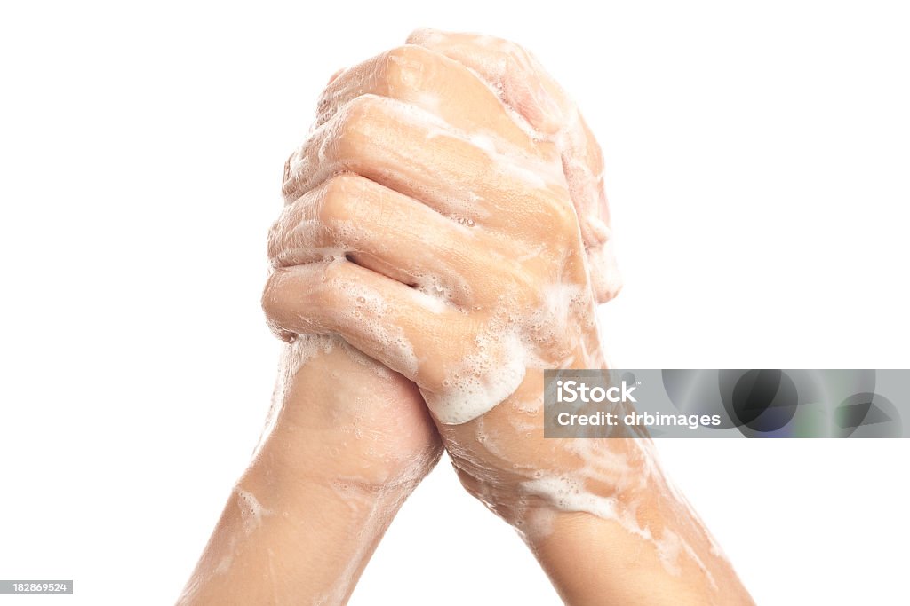 Mãos juntas em conjunto com sabão - Foto de stock de Lavar as Mãos royalty-free