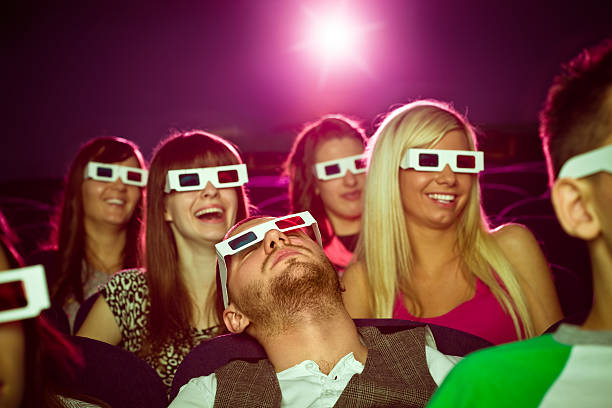 istock Young people in 3D move theater 182869798