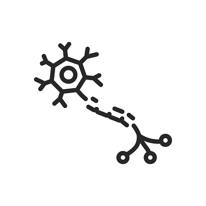 Damaged Neuron Icon. Thin Linear Illustration Highlighting Neuronal Degeneration and Nerve Cell Injury in Neurological Health. Isolated Outline Vector Sign.