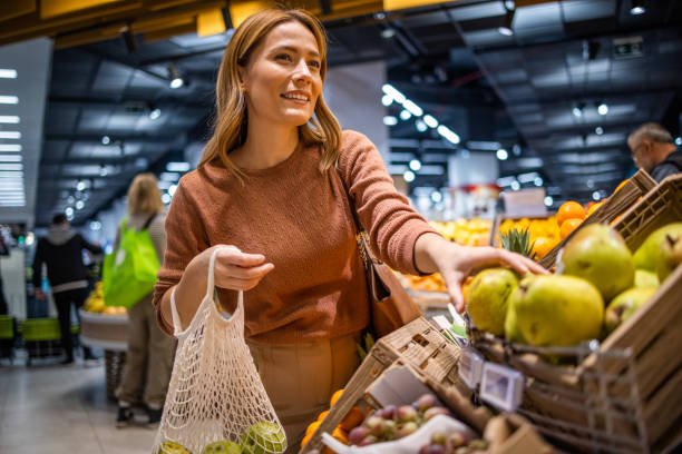 istock Sustainable Grocery Shopping woman 1828700420