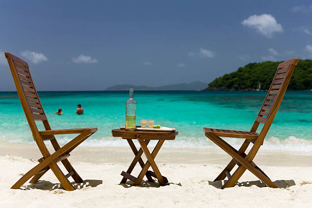 istock table for two with tequila shots on a Caribbean beach 182870089