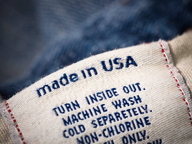 denim de algodão jean material - made in the usa imagens e fotografias de stock