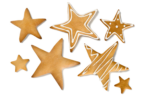 Star shape cookies with clipping path.