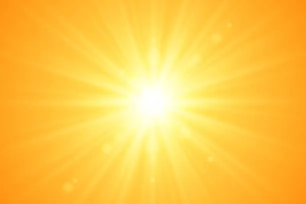 Vector illustration of Vector sunburst in yellow sky