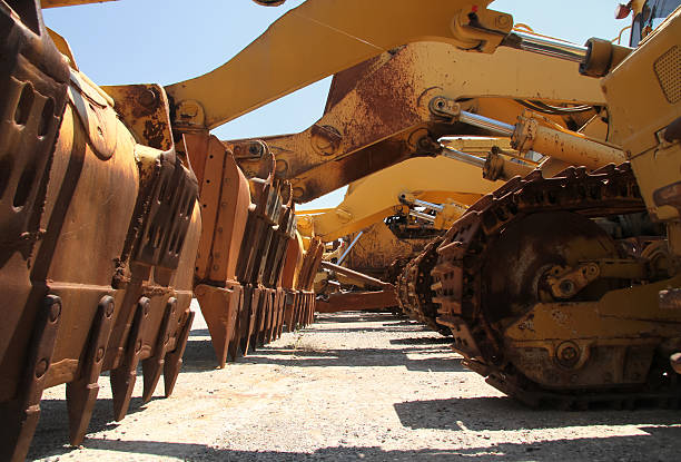 Yellow Bulldozers stock photo