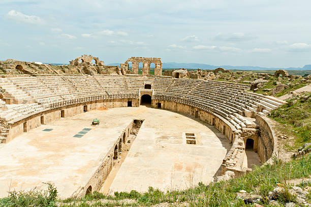 Tunisia: Remains of the Roman Amphitheater at Carthage.More photos of Tunisia and its heritage are in