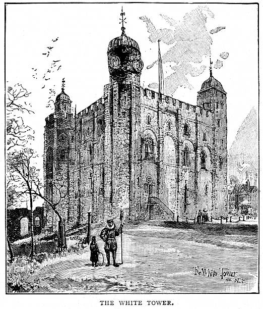 런던 타워 of - local landmark international landmark middle ages tower of london stock illustrations