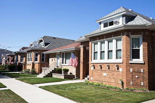 Edwardian Chicago Bungalow in Southwest Neighborhood stock photo