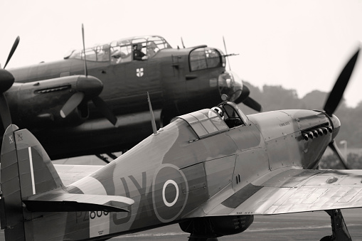 Lancaster bomber with a hurricane.