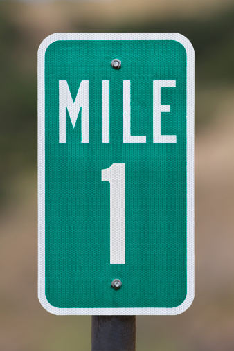 Mile Number 1 of a set of mile markers 0 through 10Part of the Milepost Sign Series:
