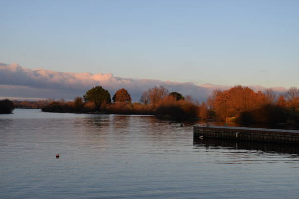 istock Autumn Brown Trees by Rippled Lake in Ireland 1828732777