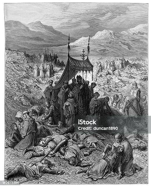 Vetores de Enterrar O Morto Depois De Batalha De Dorylaeum e mais imagens de Batalha - Guerra - Batalha - Guerra, Cavaleiro Templário, Medieval