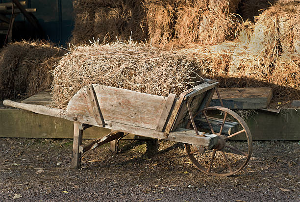 istock Wheel Barrow Filled with Hay 182873406