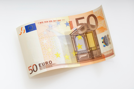 Bent 50 Euro bill. (XXL-File)