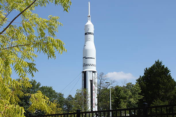 American Space Travel "A Saturn Program rocket on display in Huntsville, Alabama." huntsville alabama stock pictures, royalty-free photos & images