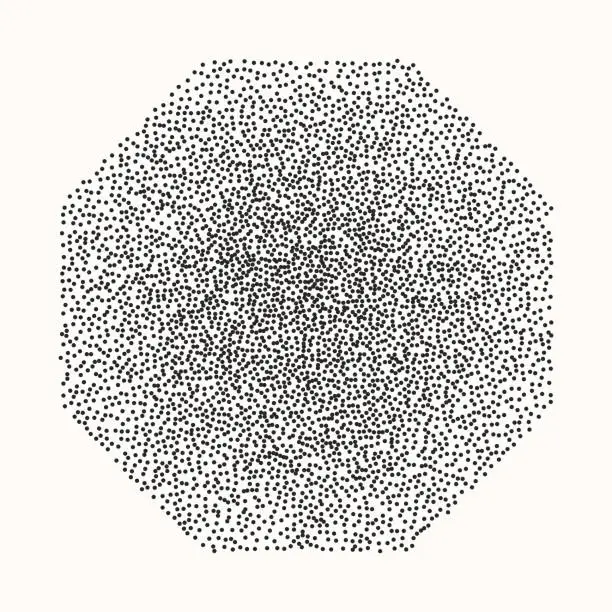 Vector illustration of black octagon noisy texture