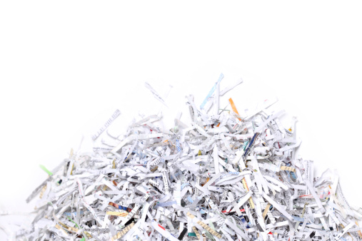 studio shot of shredded paper