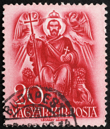 Hungary postage stamp with Budapest postmark.