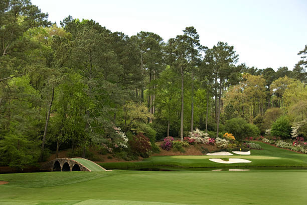 Beautiful Golf Courses "Photograph of a Beautiful Golf Course, Augusta National, 12th Hole." azalea photos stock pictures, royalty-free photos & images