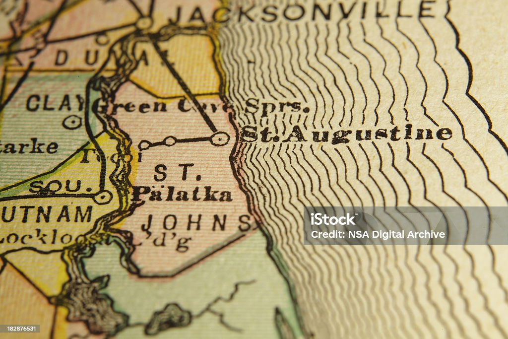 セントジョンズ/フロリダ州郡マップの高解像度の画像 - フロリダ セントオーガスティンのロイヤリティフリーストックイラストレーション