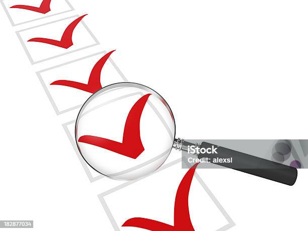 Lista De Verificación De Revisión Foto de stock y más banco de imágenes de Informe - Informe, Lupa - Instrumento óptico, Caja