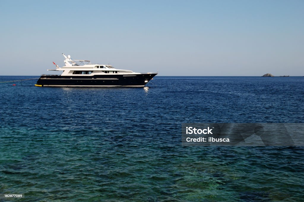 Yacht with copy space Blue Stock Photo