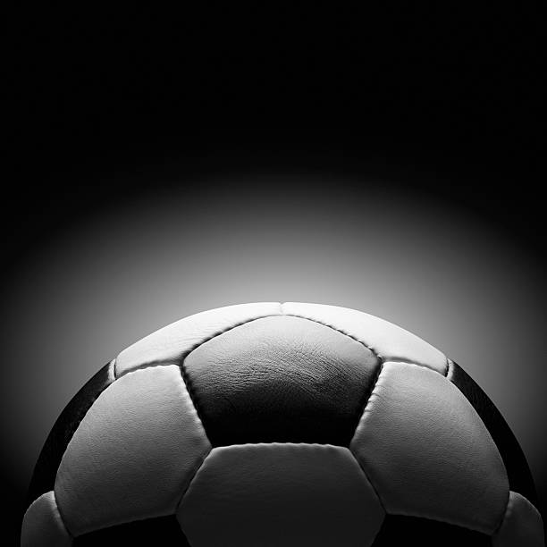 Black and white leather soccer ball