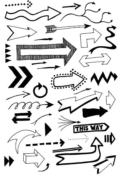 каракули стрелы - one way the way forward arrow sign directional sign stock illustrations