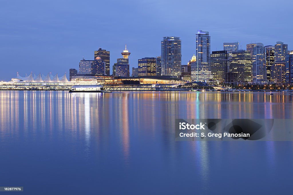 Vancouver Skyline "Vancouver skyline at night (British Columbia, Canada)." Apartment Stock Photo