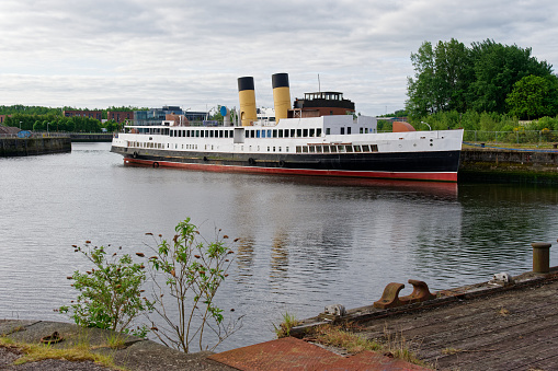 Glasgow, UK, May 27th 2023, Queen Mary Ship moored on the River Clyde at the Glasgow