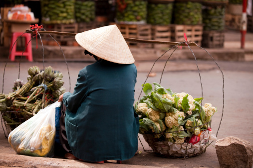 vietnamese woman asian market dalat central highlands vietnam