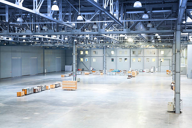 istock empty room of modern storehouse 182879132