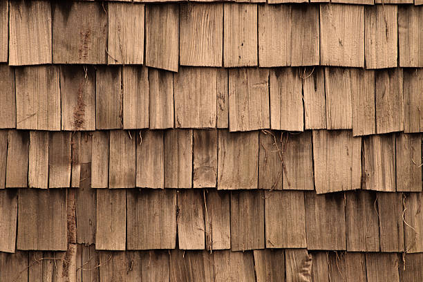 istock Brown Wooden Shake background with rough texture 182879992