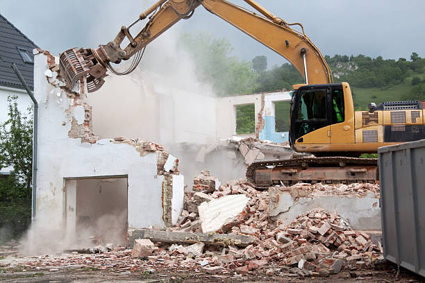 destruction house demolition with bulldozer demolished stock pictures, royalty-free photos & images