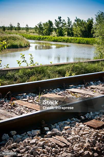 Ferrovia E Del Fiume - Fotografie stock e altre immagini di Acciaio - Acciaio, Albero, Ambientazione esterna