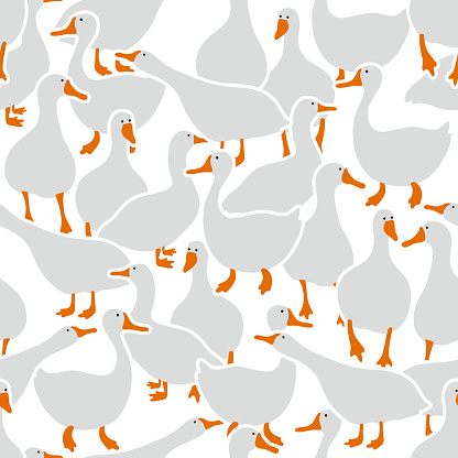 Seamless pattern with cute grey gooses.