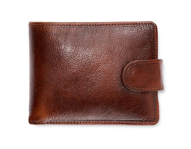 Plain brown leather wallet isolated on white background Photo of a brown leather wallet wallet photos stock pictures, royalty-free photos & images