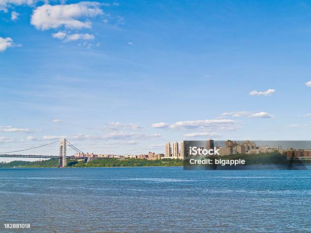 Blue Skies Over George Washington Bridge And Manhattan Stock Photo - Download Image Now