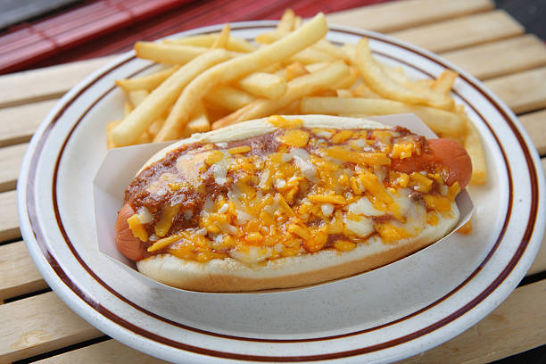 istock chili cheese dog & fries 182881605
