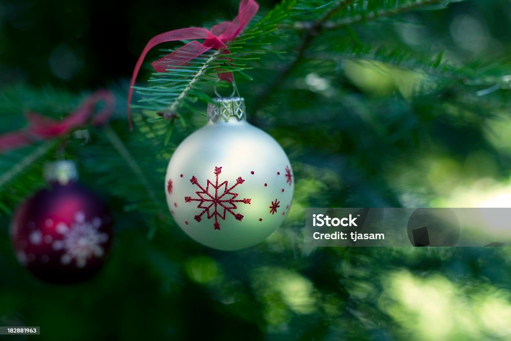 Christmas Decoration Baubles on a Christmas tree. Backgrounds Stock Photo