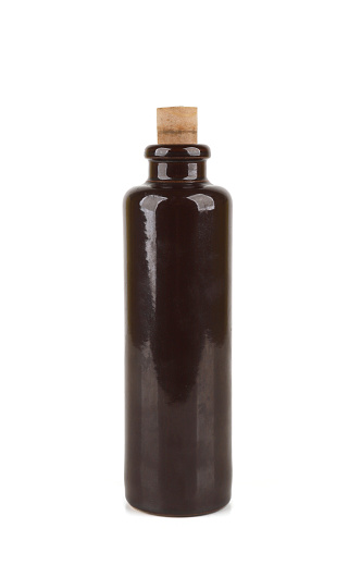 Vintage brown oil bottle.