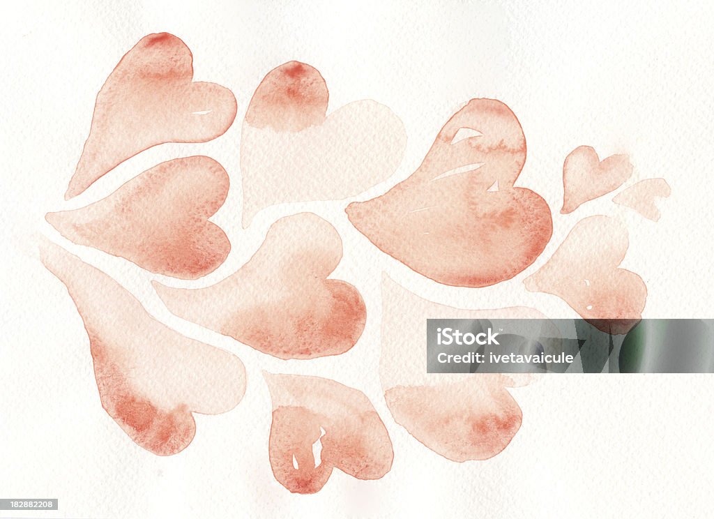 Corazones en watercolour - Ilustración de stock de Símbolo en forma de corazón libre de derechos