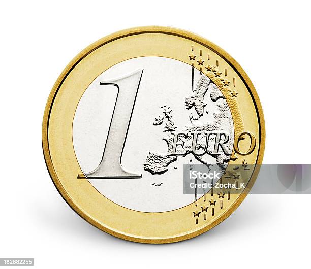 Un Euro Trazado De Recorte Incluido Foto de stock y más banco de imágenes de Monedas de la Unión Europea - Monedas de la Unión Europea, Dinero, Moneda