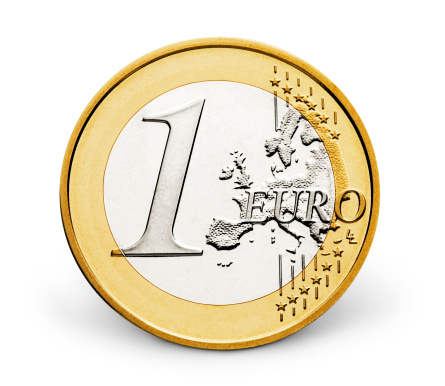 One euro coin (CLIPPING PATH INCLUDED). More of related images in