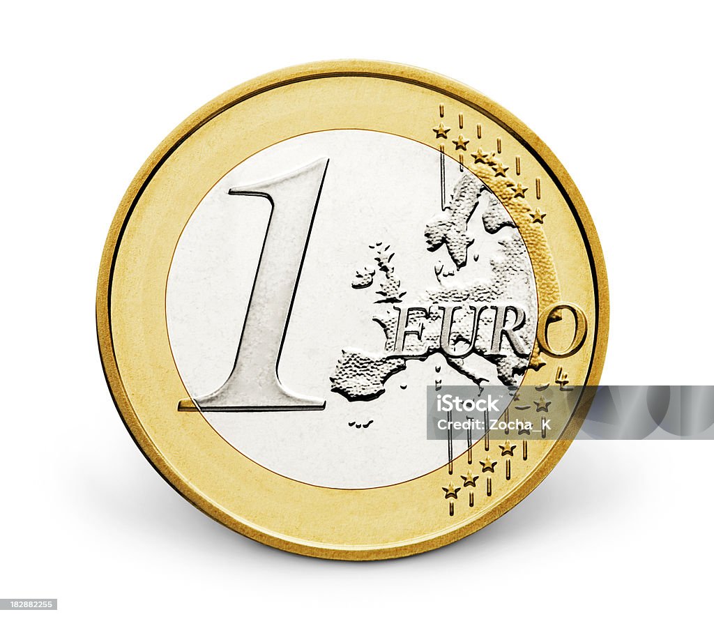 Jeden euro (Ścieżka odcinania w zestawie - Zbiór zdjęć royalty-free (Moneta Unii Europejskiej)