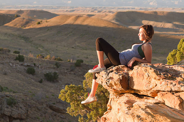 istock Pretty Native American Girl in Desert 182882365
