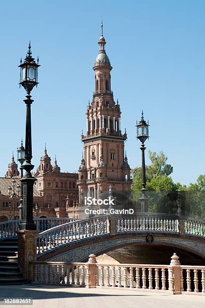 Plaza De Espana A Siviglia Sevilla Spagna Aereo Expo - Fotografie stock e altre immagini di Andalusia