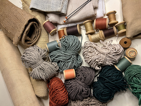 Knitting, macrame, threads, knitting needles